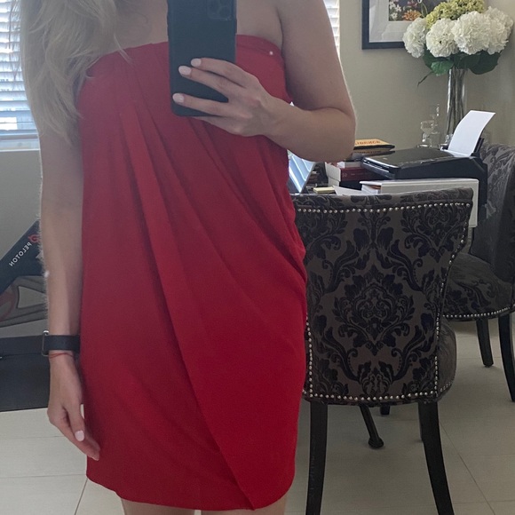 Cut 25 by Yigal red strapless dress - Picture 7 of 12